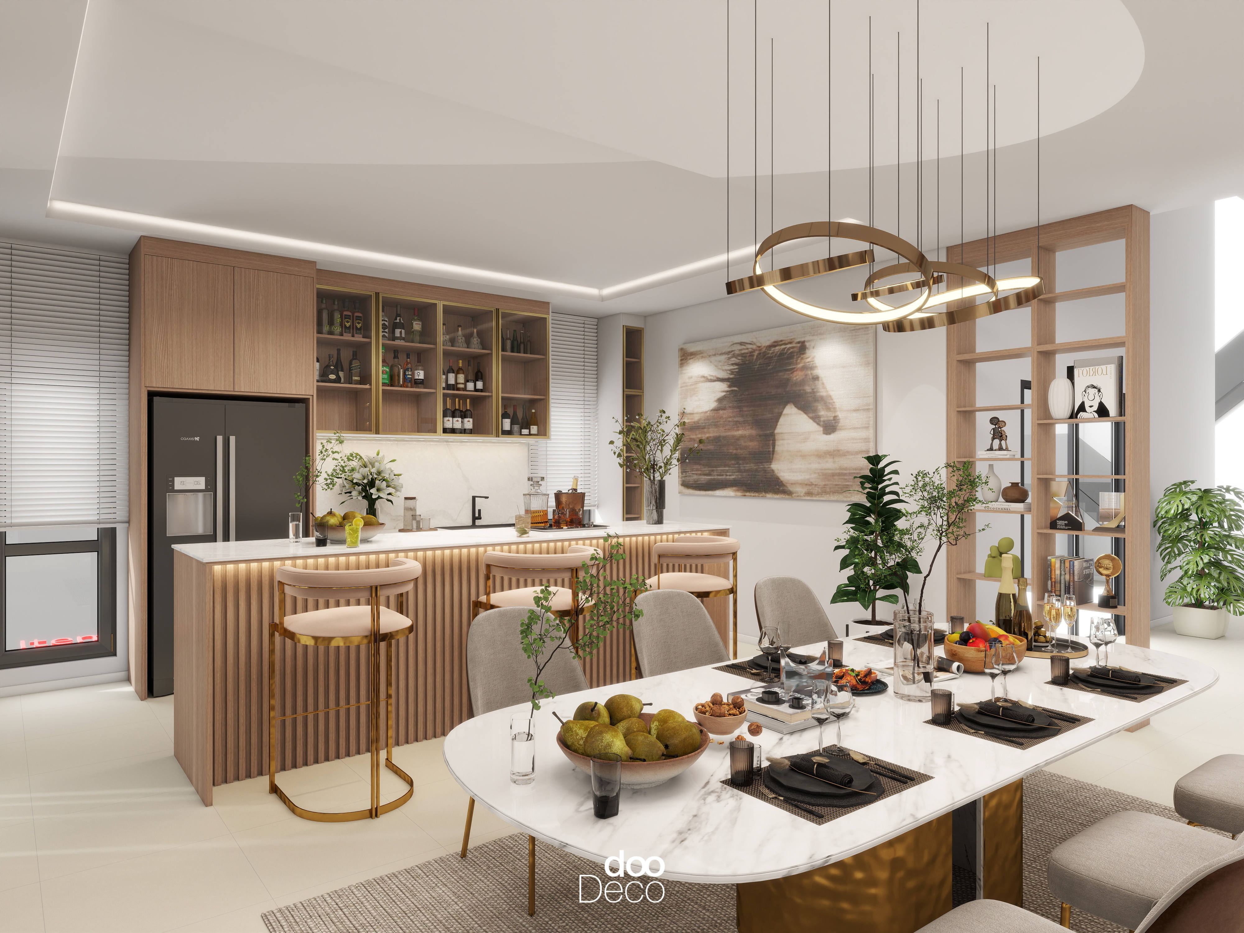 งานออกแบบตกแต่ง สไตล์ Luxury ห้องรับประทานอาหาร โครงการ The City ทวีวัฒนา