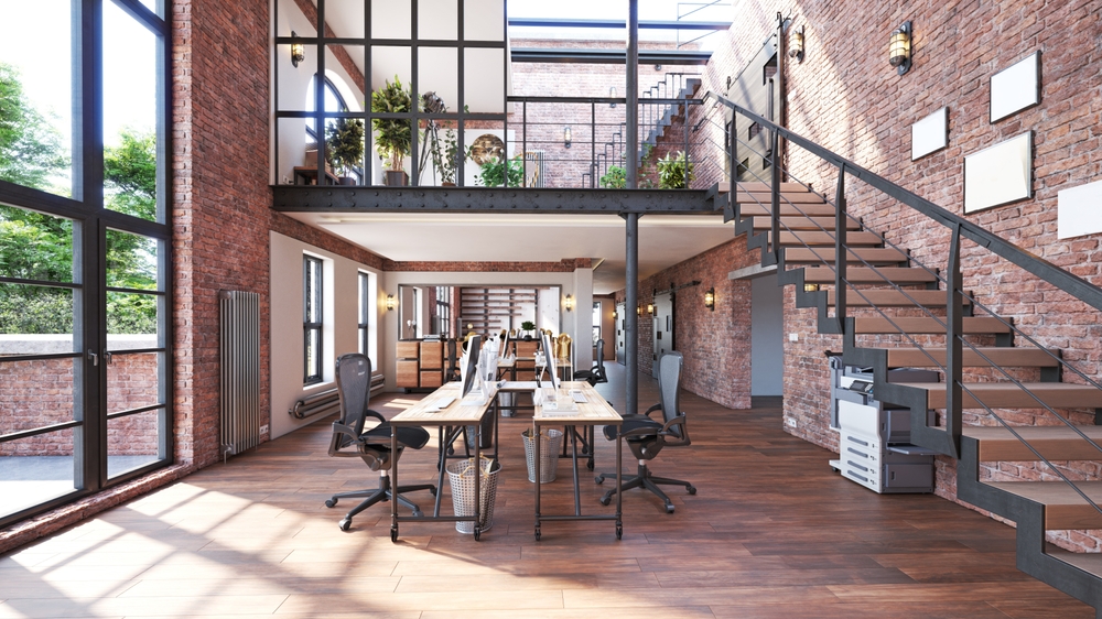 โฮมออฟฟิศผนังอิฐ