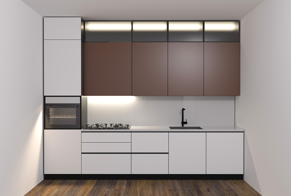 ห้องครัวขนาดเล็กโทนสีน้ำตาล