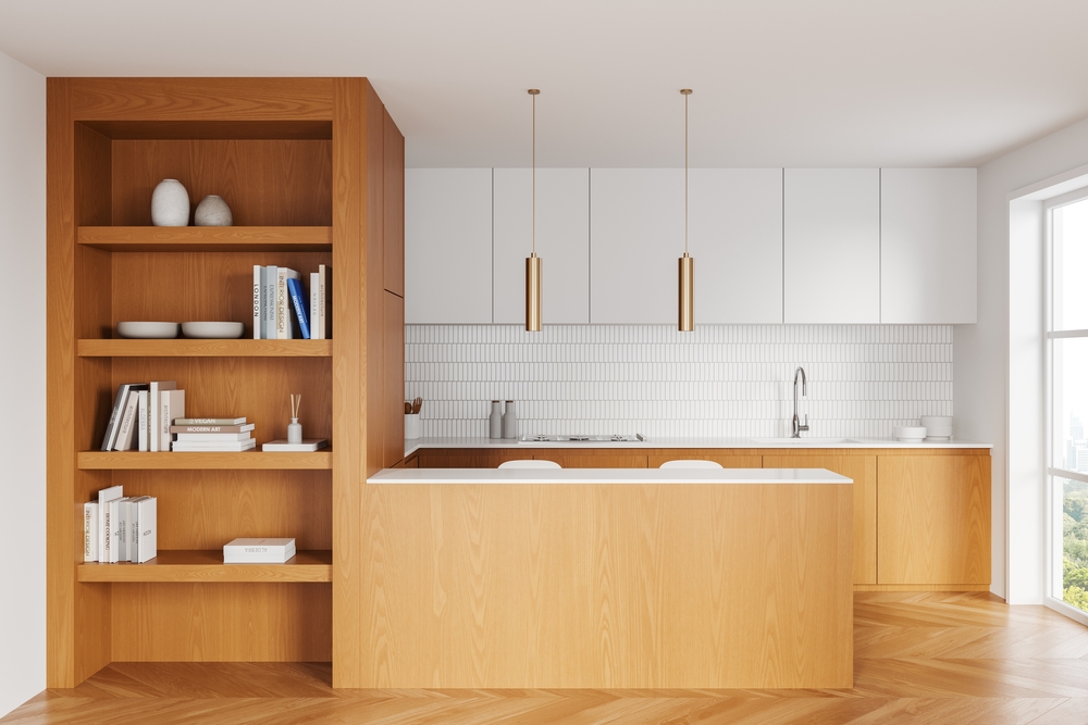 แต่งห้องครัวมูจิมินิมอลด้วยบาร์ชั้นวางของ