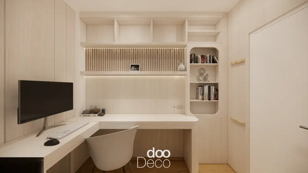 การออกแบบ 3D ห้องทำงานมินิมอล