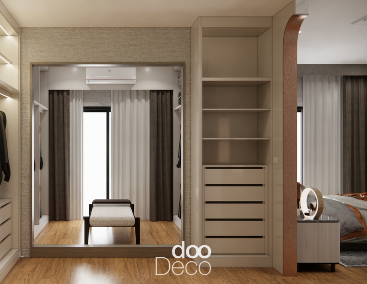 การออกแบบ 3D ห้อง Walk in Closet โมเดิร์นมินิมอล