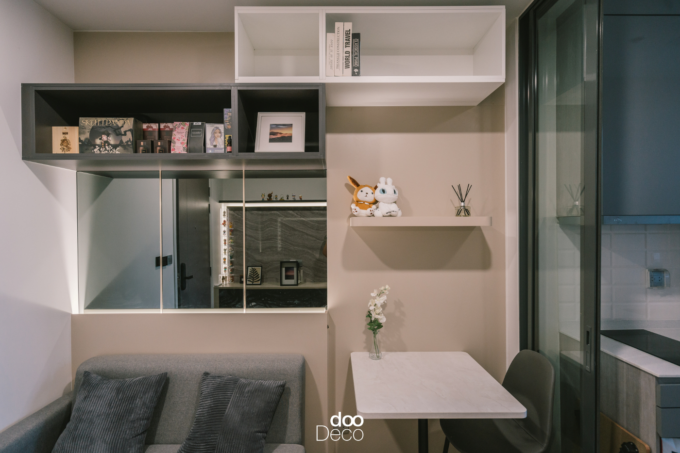 บิ้วอิน-ฟิตอินชั้นวางของแขวนผนัง 2 โทน