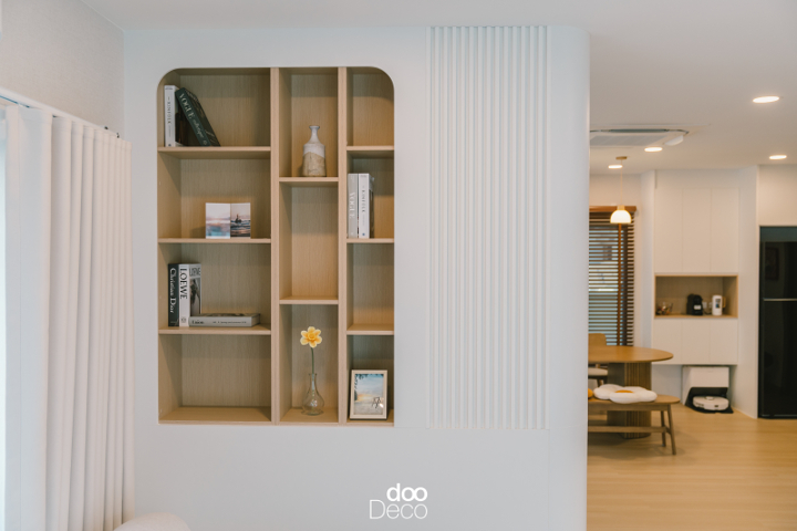 บิ้วอิน-ฟิตอินชั้นวางของฉากกั้นมุมโค้ง